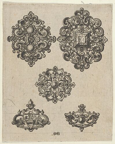 Vertical Panel with Five Jewelry Motifs