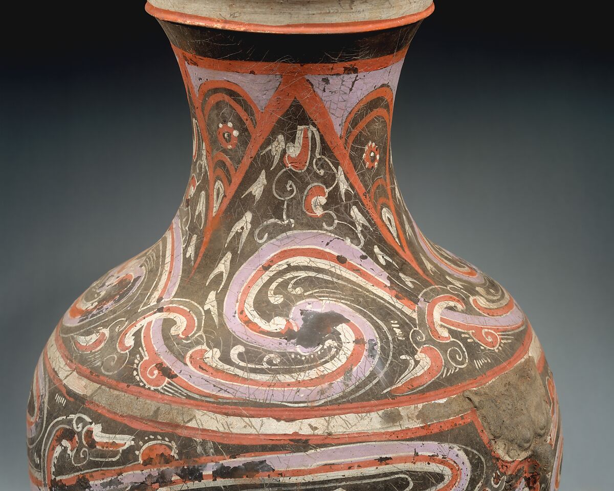 Covered Jar (Hu), Earthenware with painted decoration, China