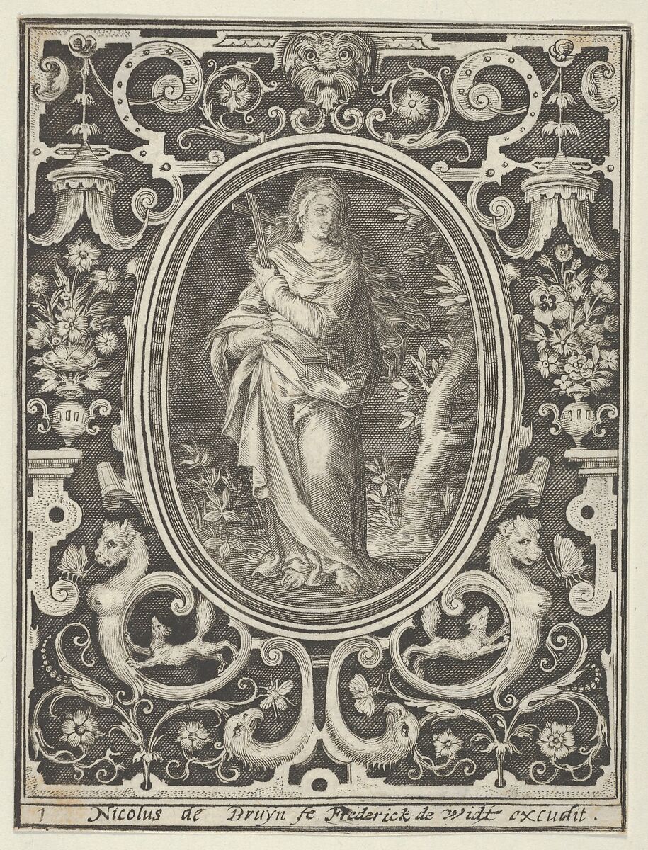 Faith, from the Cardinal Virtues, Nicolaes de Bruyn (Netherlandish,  Antwerp 1571–1656 Rotterdam), Engraving, second state of two. 