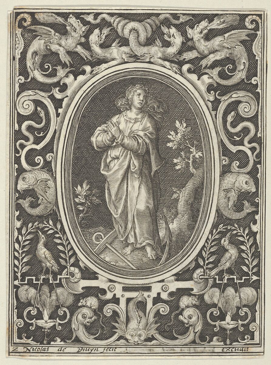 Hope, from the Cardinal Virtues, Nicolaes de Bruyn (Netherlandish,  Antwerp 1571–1656 Rotterdam), Engraving, first state of two. 
