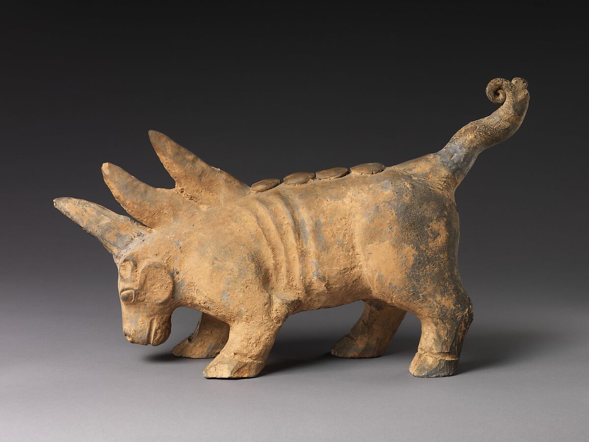 Tomb Guardian Beast, Earthenware with pigment, China
