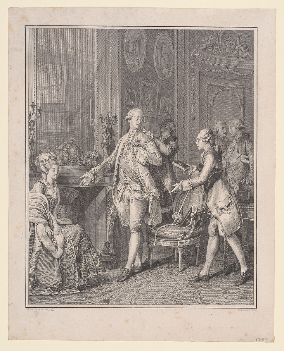La Grande Toilette (The Patroness), from "Le Monument du Costume", Antoine Louis Romanet (French, Paris, 1748–after 1810), Etching and engraving; third state of six (Bocher) 