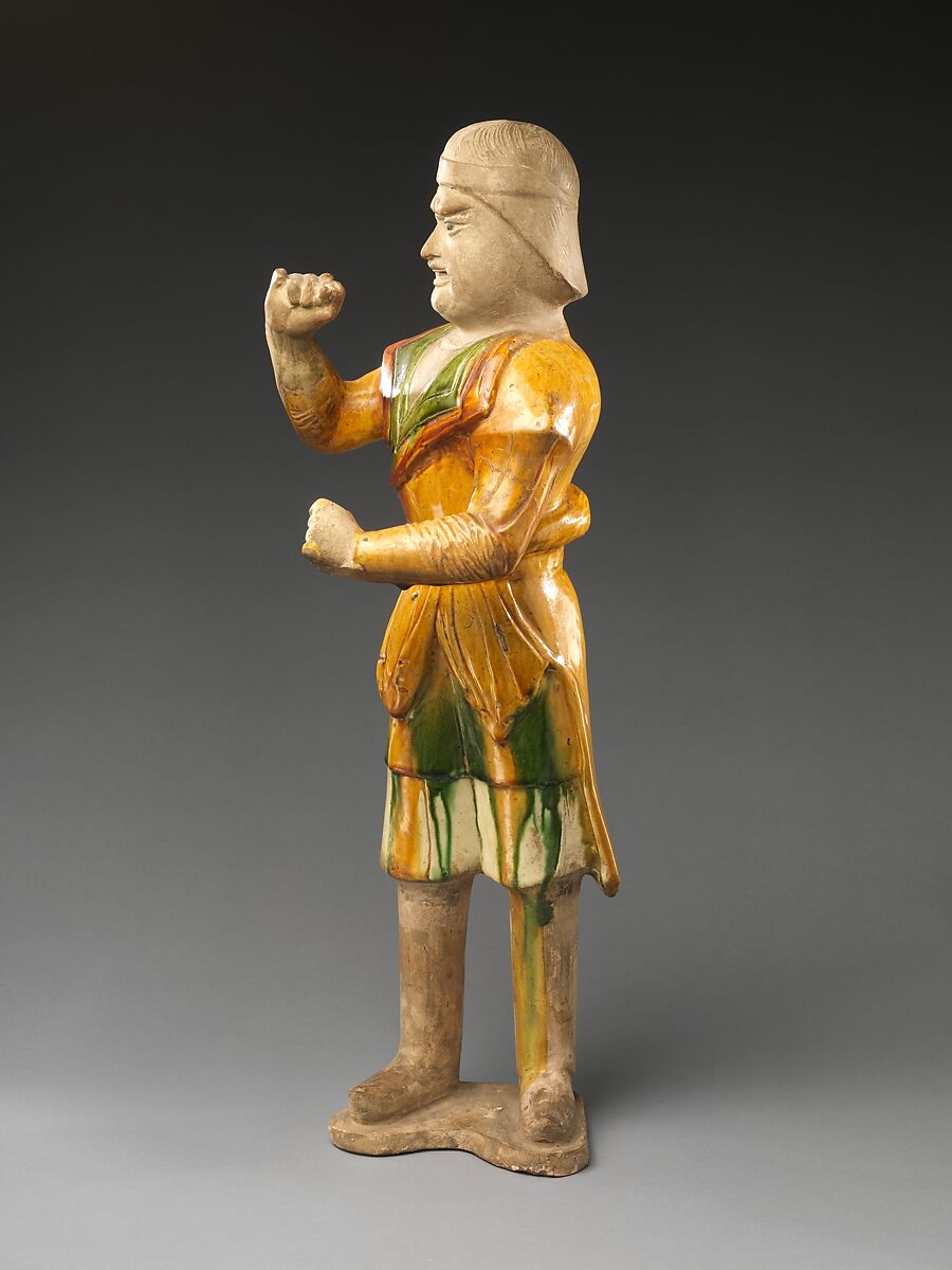 Horse groom, Earthenware with three-color (sancai) glaze and pigment, China
