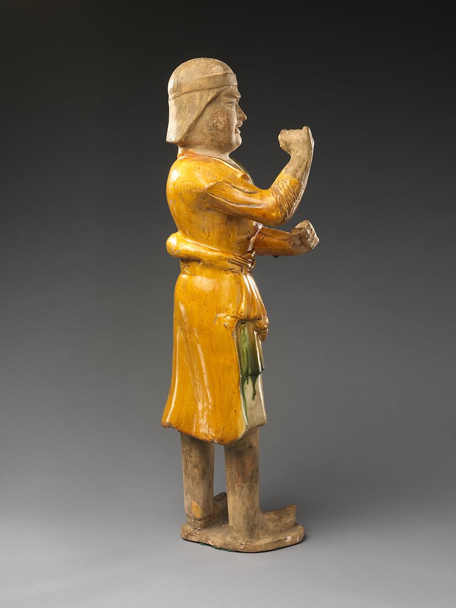 Horse groom, Earthenware with three-color (sancai) glaze and pigment, China