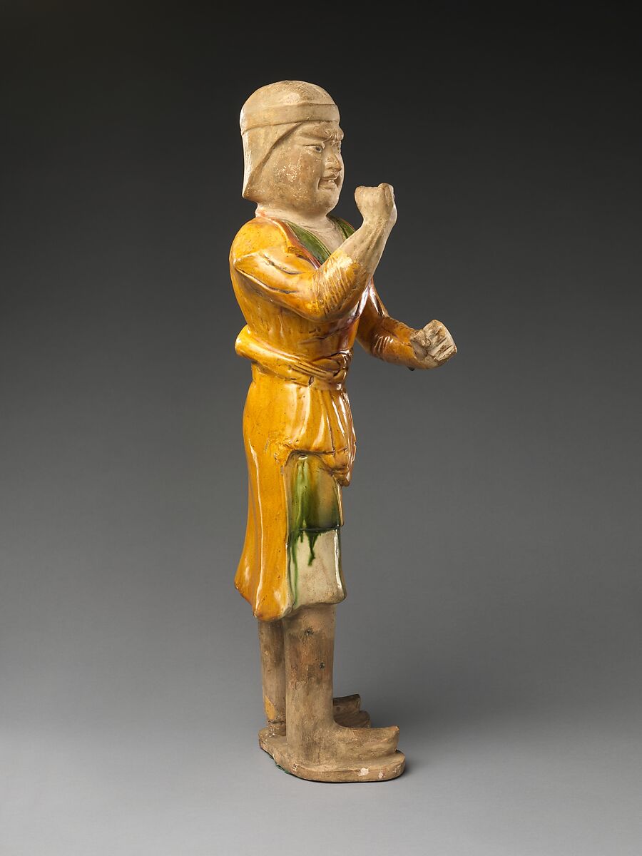 Horse groom, Earthenware with three-color (sancai) glaze and pigment, China