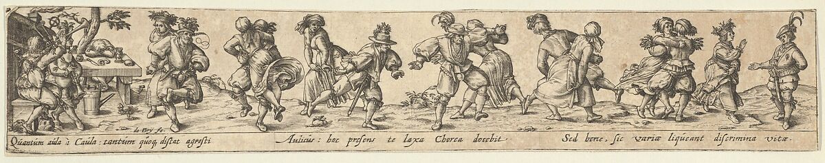 Peasant Couples Dancing, Johann Theodor de Bry (Netherlandish, Strasbourg 1561–1623 Bad Schwalbach), Engraving 