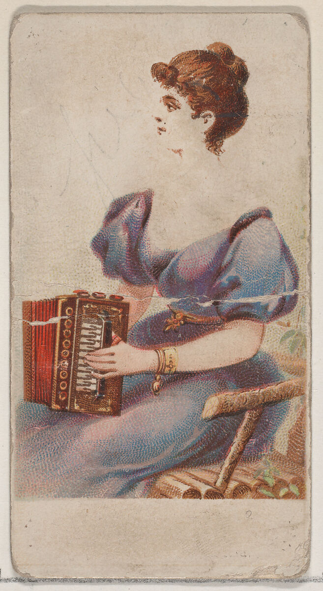 Accordion, from the Musical Instruments series (N82) for Duke brand cigarettes, Issued by W. Duke, Sons &amp; Co. (New York and Durham, N.C.), Commercial color lithograph 