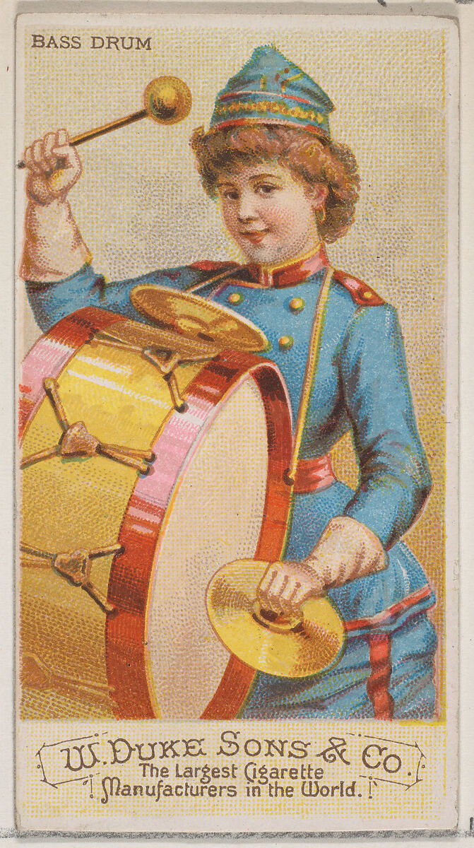 Bass Drum, from the Musical Instruments series (N82) for Duke brand cigarettes, Issued by W. Duke, Sons &amp; Co. (New York and Durham, N.C.), Commercial color lithograph 