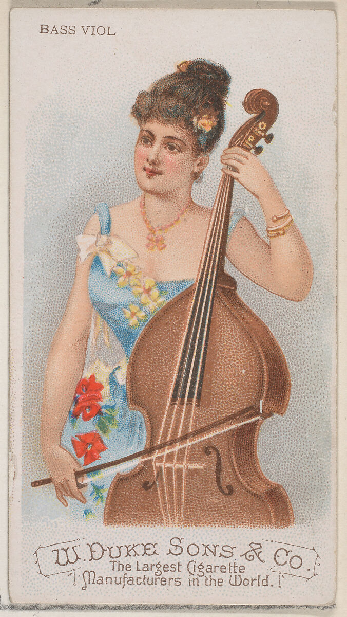 Bass Viol, from the Musical Instruments series (N82) for Duke brand cigarettes, Issued by W. Duke, Sons &amp; Co. (New York and Durham, N.C.), Commercial color lithograph 