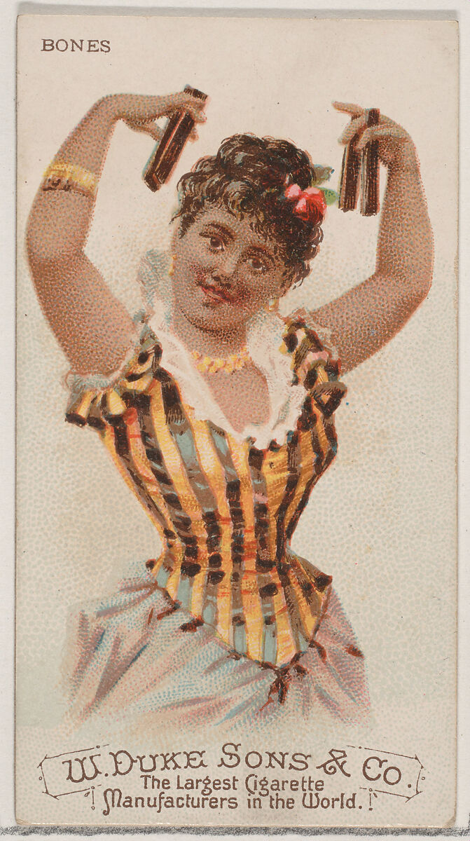 Bones, from the Musical Instruments series (N82) for Duke brand cigarettes, Issued by W. Duke, Sons &amp; Co. (New York and Durham, N.C.), Commercial color lithograph 