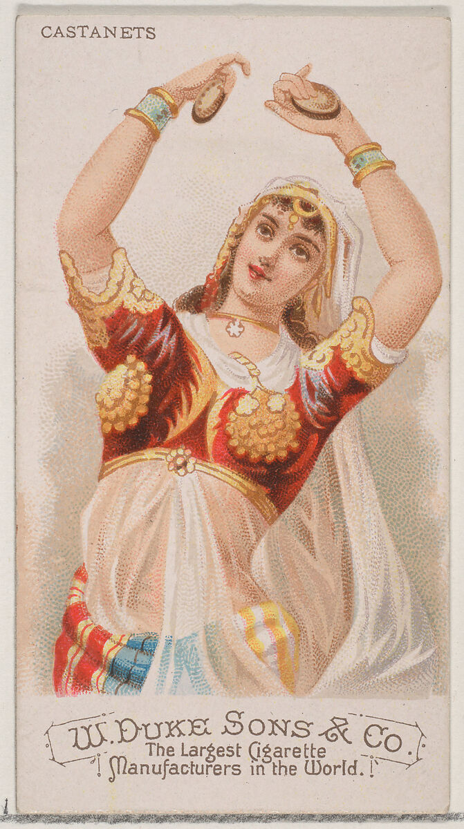 Castanets, from the Musical Instruments series (N82) for Duke brand cigarettes, Issued by W. Duke, Sons &amp; Co. (New York and Durham, N.C.), Commercial color lithograph 