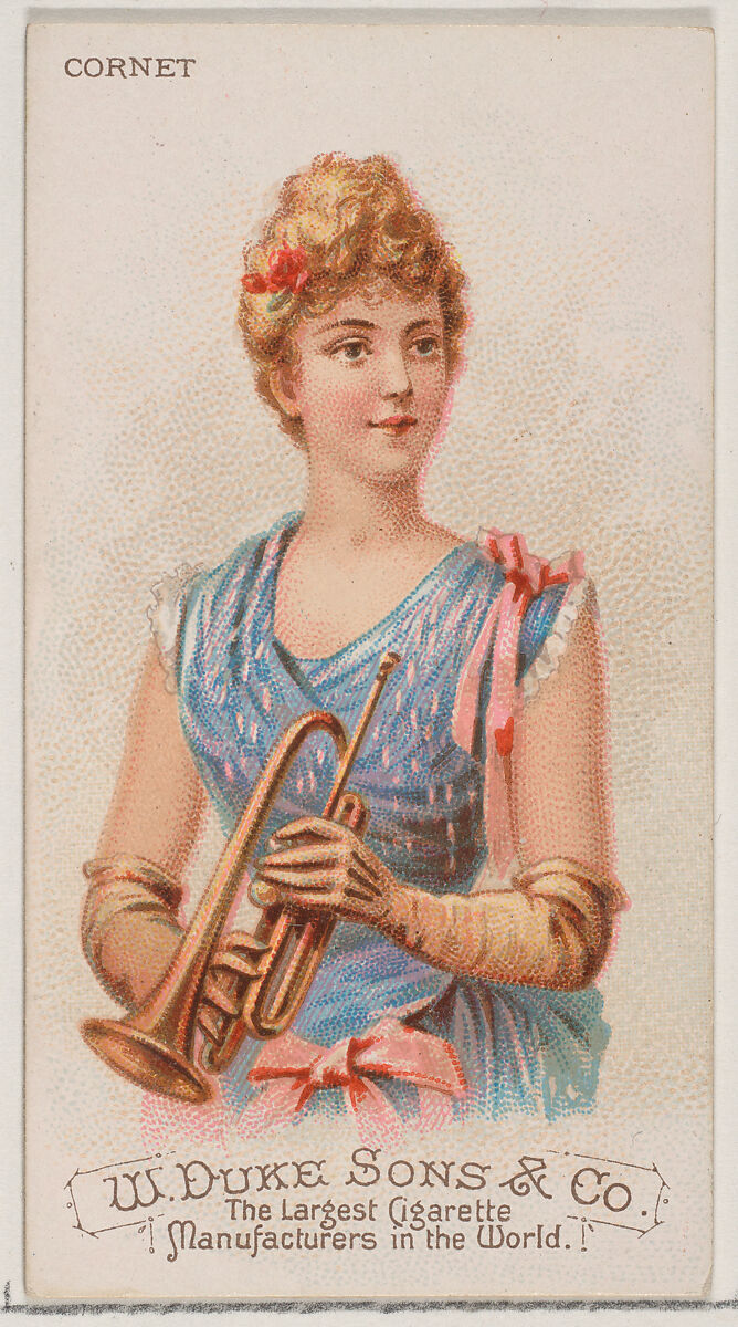 Cornet, from the Musical Instruments series (N82) for Duke brand cigarettes, Issued by W. Duke, Sons &amp; Co. (New York and Durham, N.C.), Commercial color lithograph 
