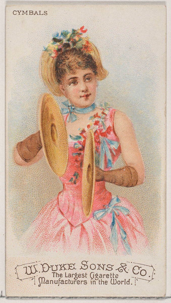 Cymbals, from the Musical Instruments series (N82) for Duke brand cigarettes, Issued by W. Duke, Sons &amp; Co. (New York and Durham, N.C.), Commercial color lithograph 