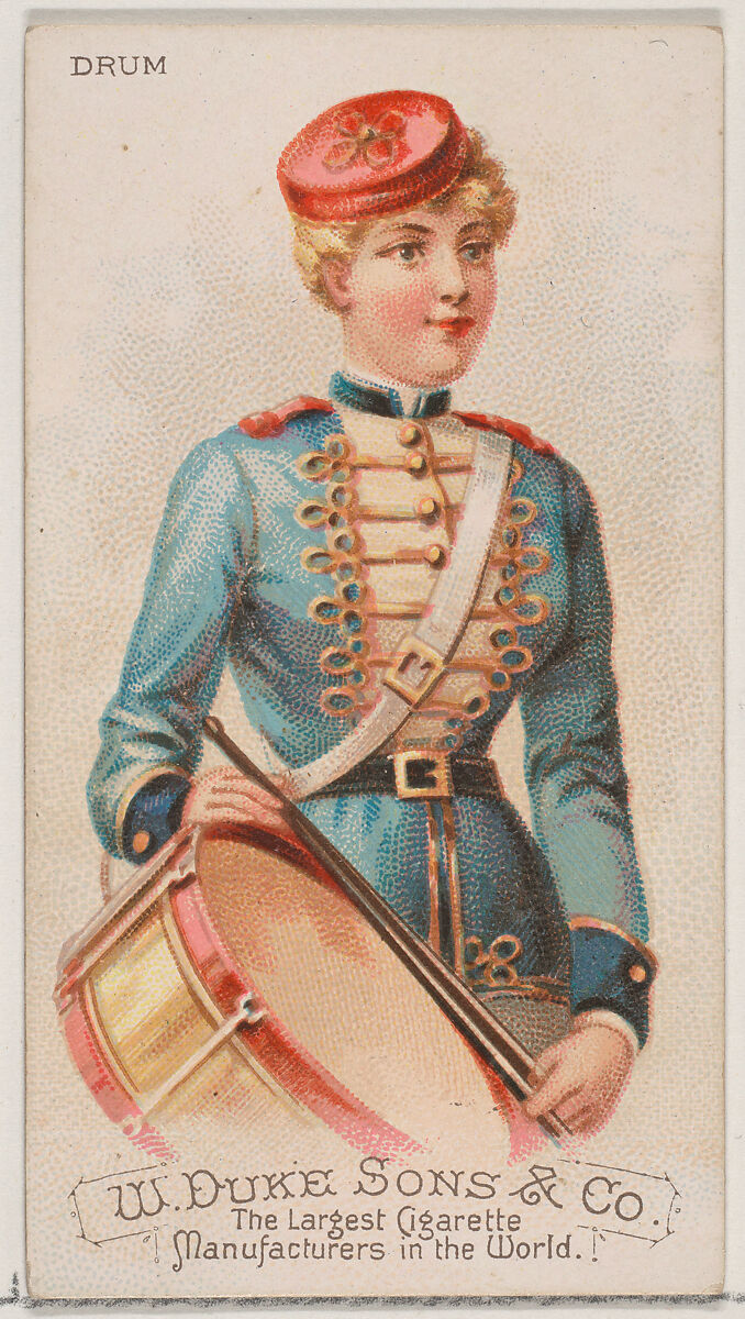 Drum, from the Musical Instruments series (N82) for Duke brand cigarettes, Issued by W. Duke, Sons &amp; Co. (New York and Durham, N.C.), Commercial color lithograph 