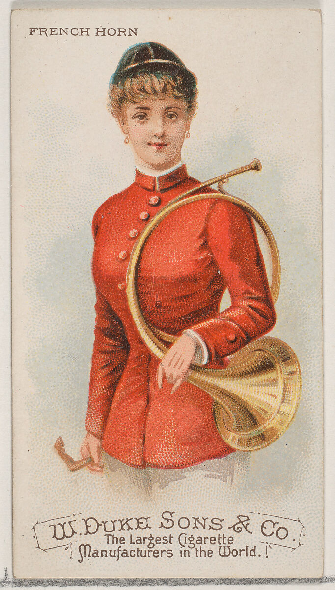 French Horn, from the Musical Instruments series (N82) for Duke brand cigarettes, Issued by W. Duke, Sons &amp; Co. (New York and Durham, N.C.), Commercial color lithograph 