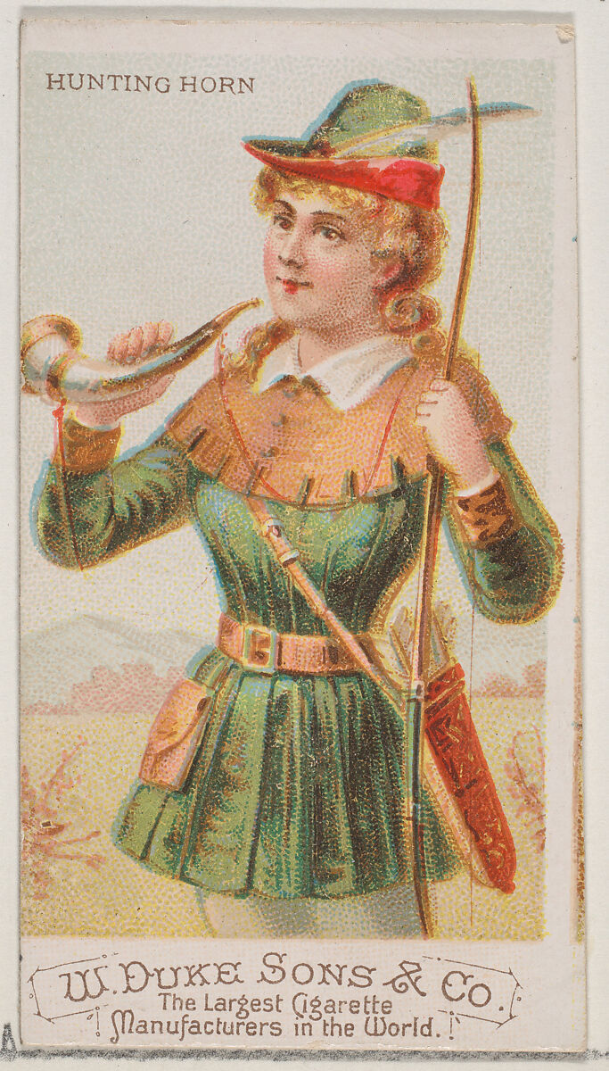 Hunting Horn, from the Musical Instruments series (N82) for Duke brand cigarettes, Issued by W. Duke, Sons &amp; Co. (New York and Durham, N.C.), Commercial color lithograph 