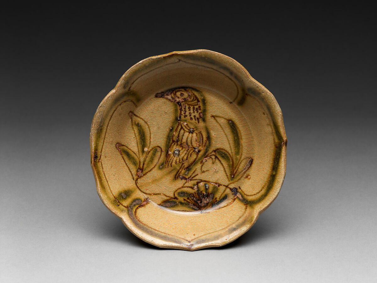Bowl with bird, Stoneware with painted decoration and yellow glaze (Changsha ware), China 