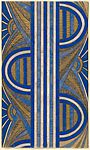 Panel with a Pattern of Sunrises and a Central Blue and White Striped Band, Anonymous, French, 20th century, Charcoal, gouache and gold paint 