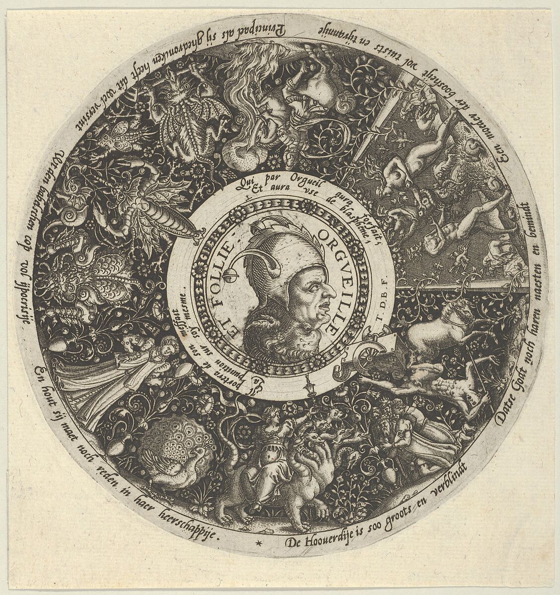 Pride and Folly, from a Series of Tazza Designs, Theodor de Bry (Netherlandish, Liège 1528–1598 Frankfurt), Engraving 