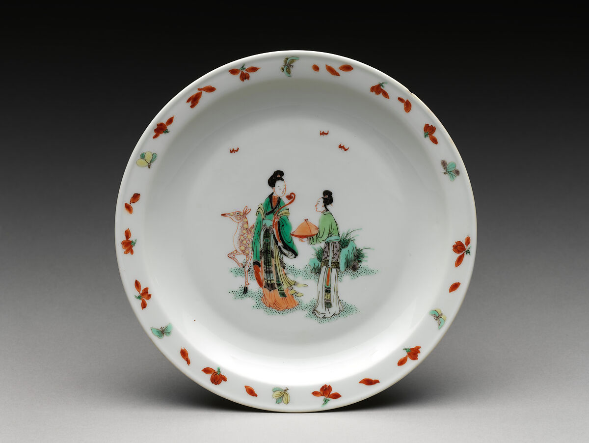 Plate with fairies, Porcelain painted with overglaze polychrome enamels (Jingdezhen ware), China 
