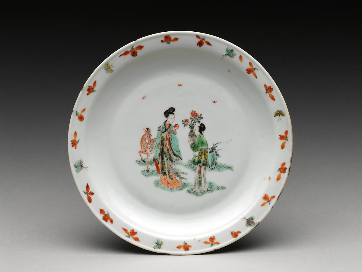 Plate with fairies, Porcelain painted with overglaze polychrome enamels (Jingdezhen ware), China 