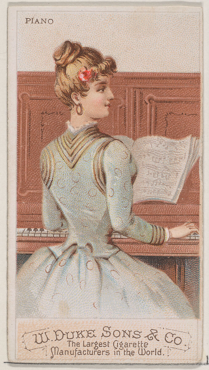 Piano, from the Musical Instruments series (N82) for Duke brand cigarettes, Issued by W. Duke, Sons &amp; Co. (New York and Durham, N.C.), Commercial color lithograph 