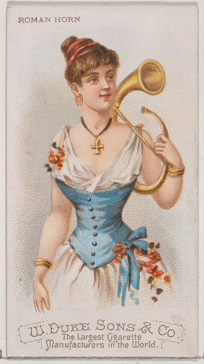 Roman Horn, from the Musical Instruments series (N82) for Duke brand cigarettes, Issued by W. Duke, Sons &amp; Co. (New York and Durham, N.C.), Commercial color lithograph 
