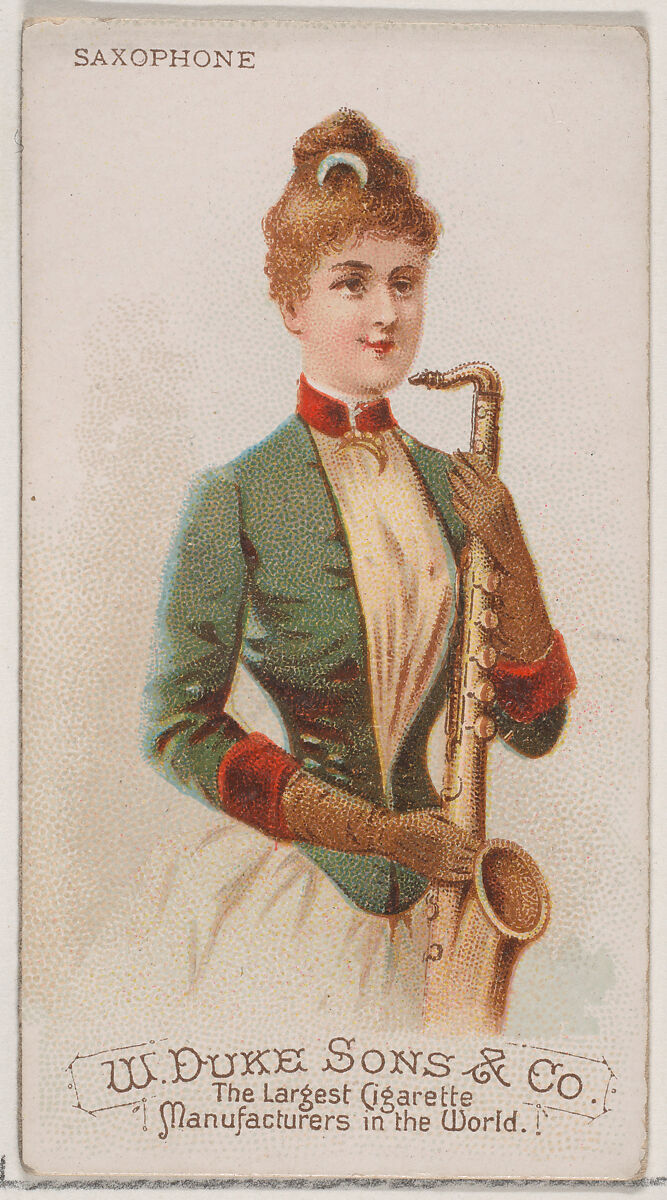 Saxophone, from the Musical Instruments series (N82) for Duke brand cigarettes, Issued by W. Duke, Sons &amp; Co. (New York and Durham, N.C.), Commercial color lithograph 