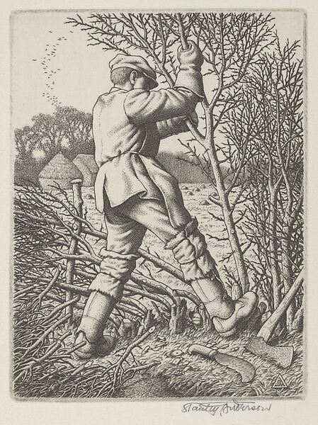Hedge- laying, Stanley Arthur Charles Anderson (British, Bristol 1884–1966 Buckinghamshire), Engraving 