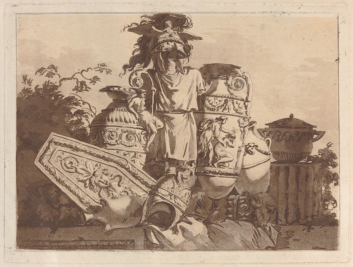 Composition with antiquities, from Recueil de Compositions par Lagrenée Le Jeune (Collection of Compositions by Lagrenée the Younger), Jean Jacques Lagrenée (French, Paris 1739–1821 Paris), Etching and aquatint