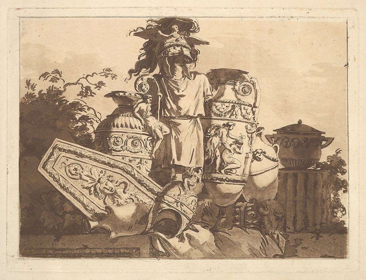 Composition with antiquities, from Recueil de Compositions par Lagrenée Le Jeune (Collection of Compositions by Lagrenée the Younger), Jean Jacques Lagrenée (French, Paris 1739–1821 Paris), Etching and aquatint 