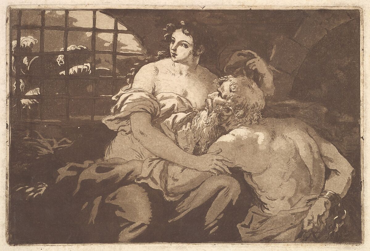 La charité romain (Roman Charity), in an album containing Recueil de Compositions par Lagrenée Le Jeune (Collection of Compositions by Lagrenée the Younger), Jean Jacques Lagrenée (French, Paris 1739–1821 Paris), Etching and aquatint; second state of two (Baudicour) 