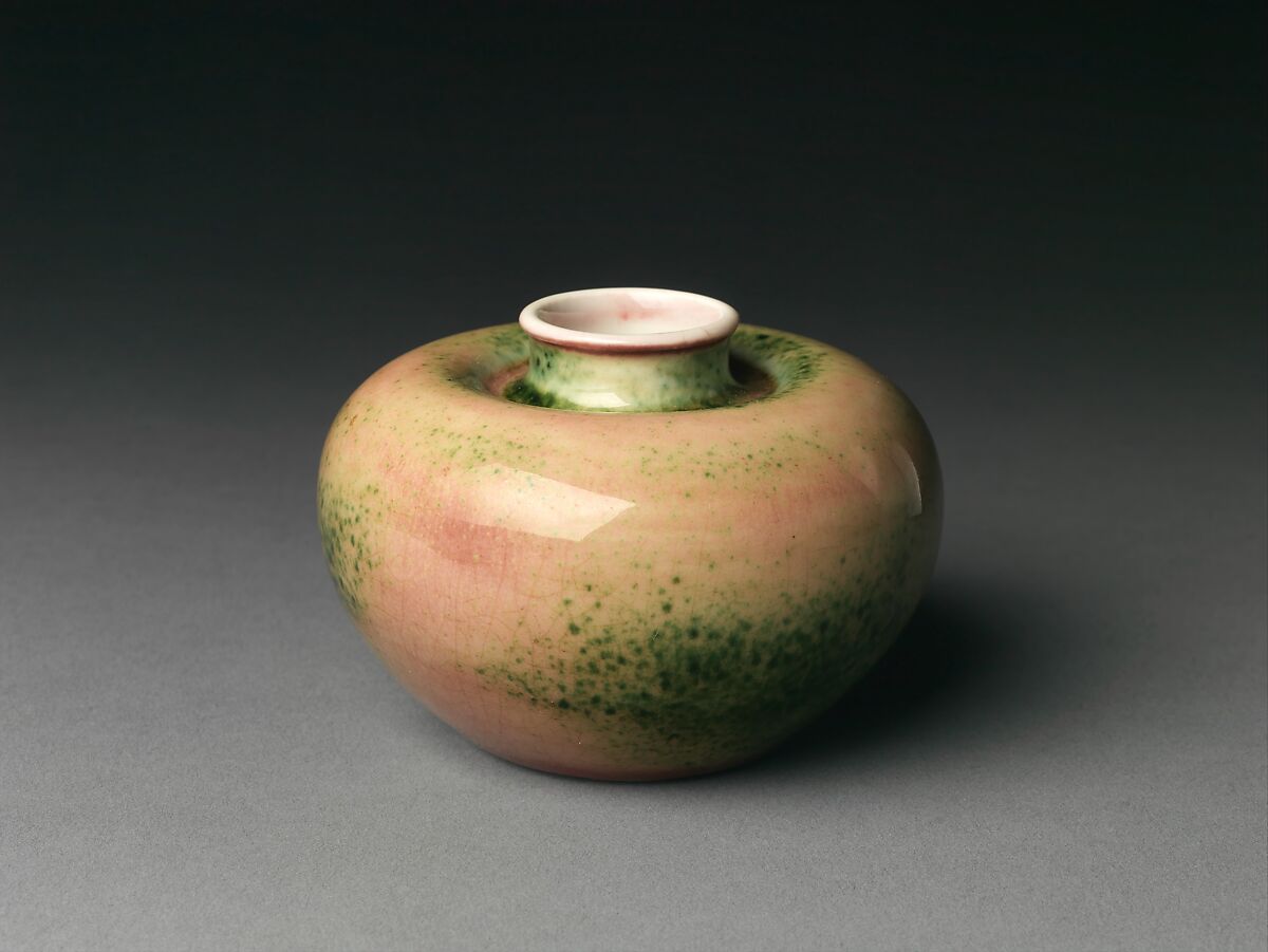 Water Jar, Porcelain with peach-bloom glaze (Jingdezhen ware), China 