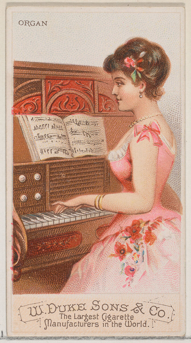 Organ, from the Musical Instruments series (N82) for Duke brand cigarettes, Issued by W. Duke, Sons &amp; Co. (New York and Durham, N.C.), Commercial color lithograph 