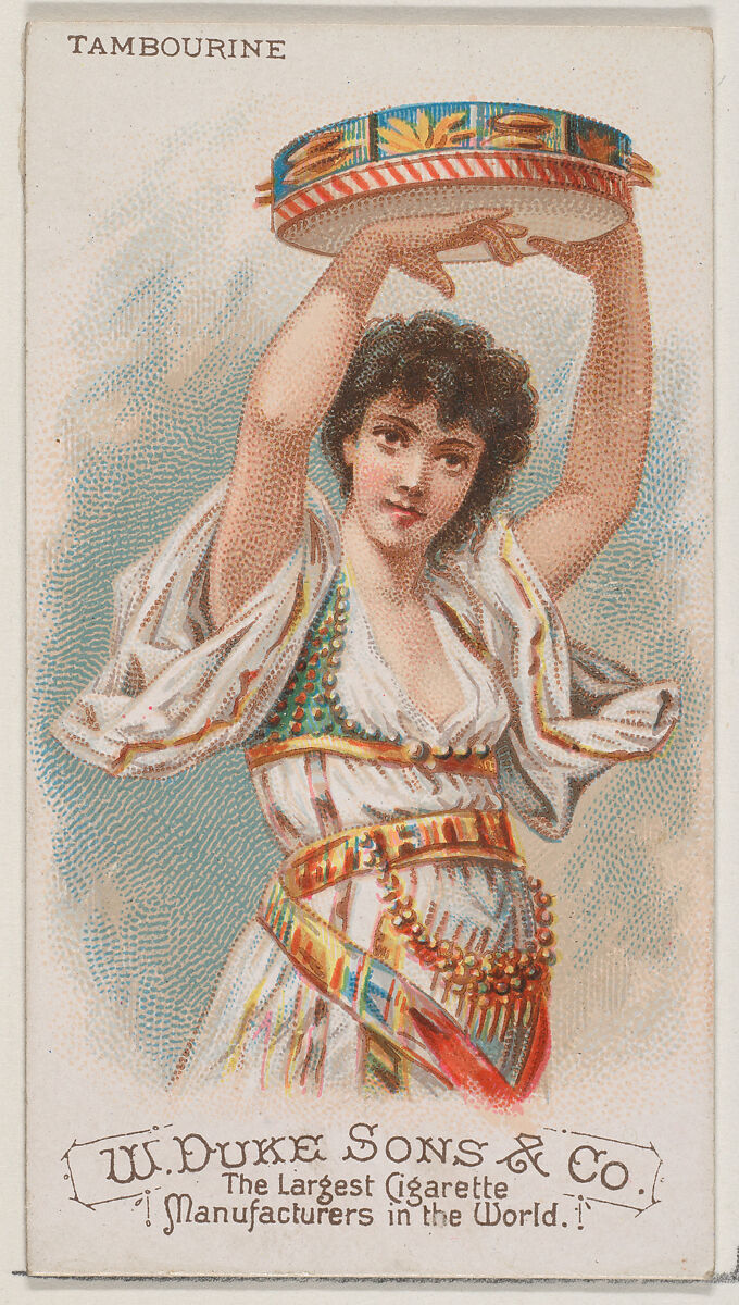 Tamborine, from the Musical Instruments series (N82) for Duke brand cigarettes, Issued by W. Duke, Sons &amp; Co. (New York and Durham, N.C.), Commercial color lithograph 