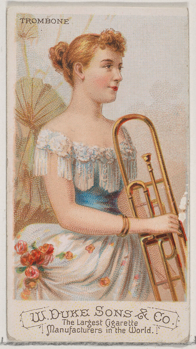 Trombone, from the Musical Instruments series (N82) for Duke brand cigarettes, Issued by W. Duke, Sons &amp; Co. (New York and Durham, N.C.), Commercial color lithograph 