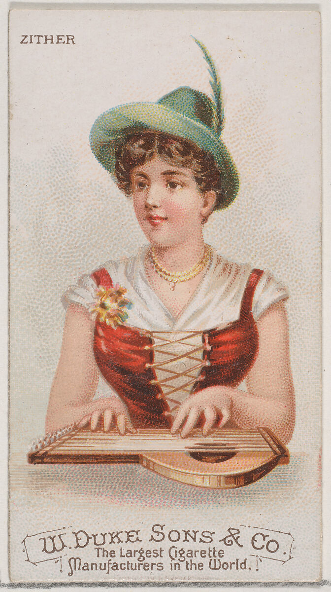 Zither, from the Musical Instruments series (N82) for Duke brand cigarettes, Issued by W. Duke, Sons &amp; Co. (New York and Durham, N.C.), Commercial color lithograph 