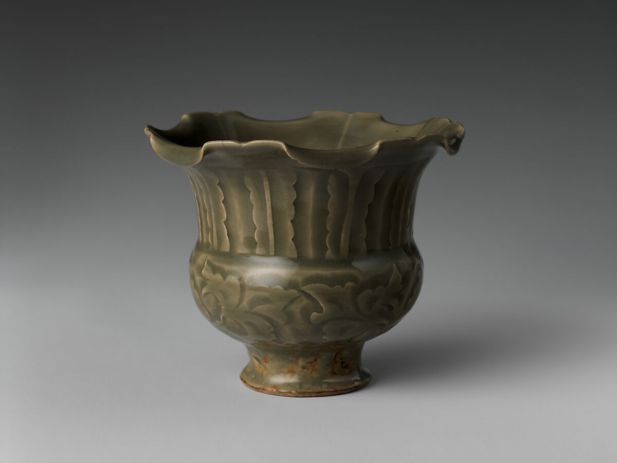 Jar with Peony Scroll, Stoneware with carved decoration under celadon glaze (Yaozhou ware), China