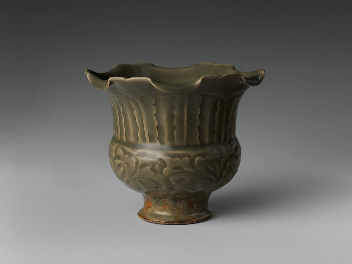 Jar with Peony Scroll, Stoneware with carved decoration under celadon glaze (Yaozhou ware), China