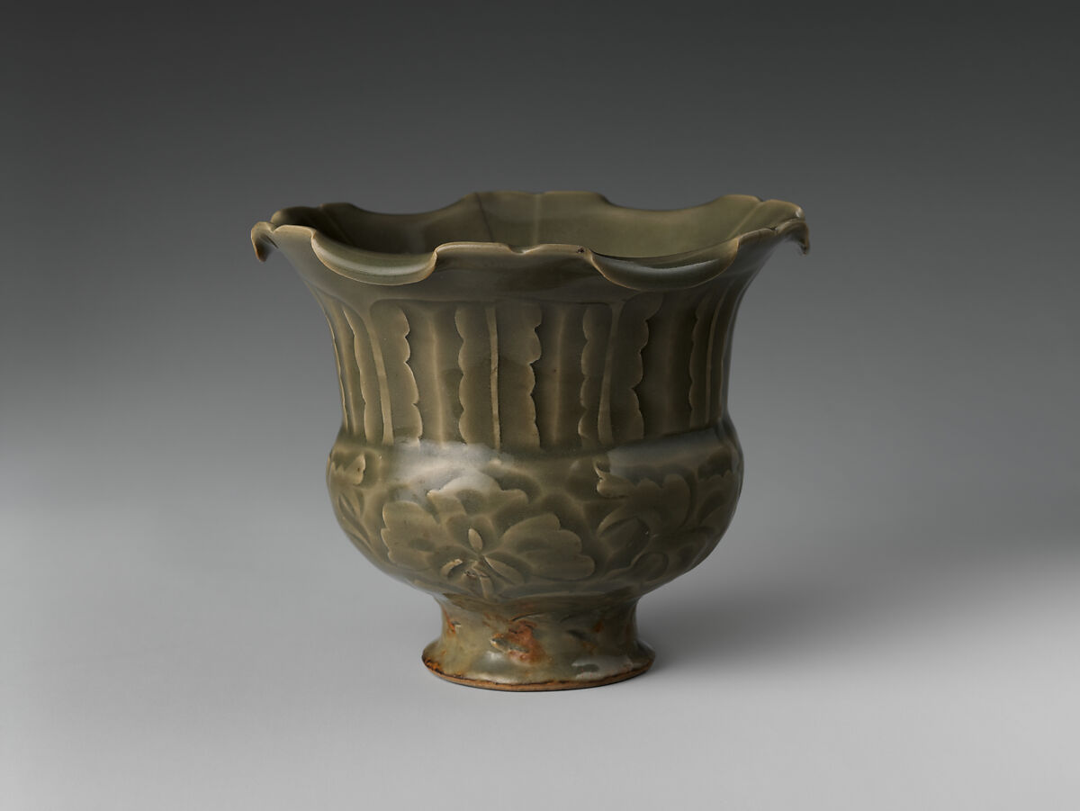 Jar with Peony Scroll, Stoneware with carved decoration under celadon glaze (Yaozhou ware), China