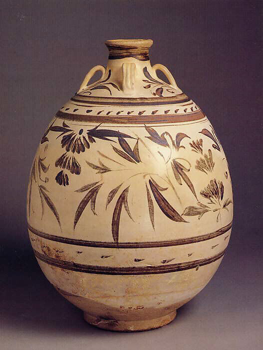 Jar, Stoneware painted in dark brown on white ground (Cizhou ware), China 