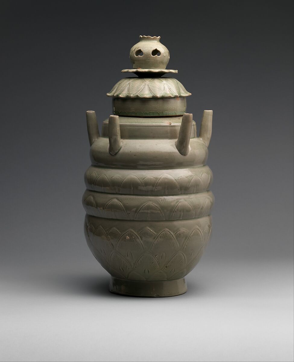 Funerary jar, Stoneware with incised and carved decoration under celadon glaze (Longquan ware), China 