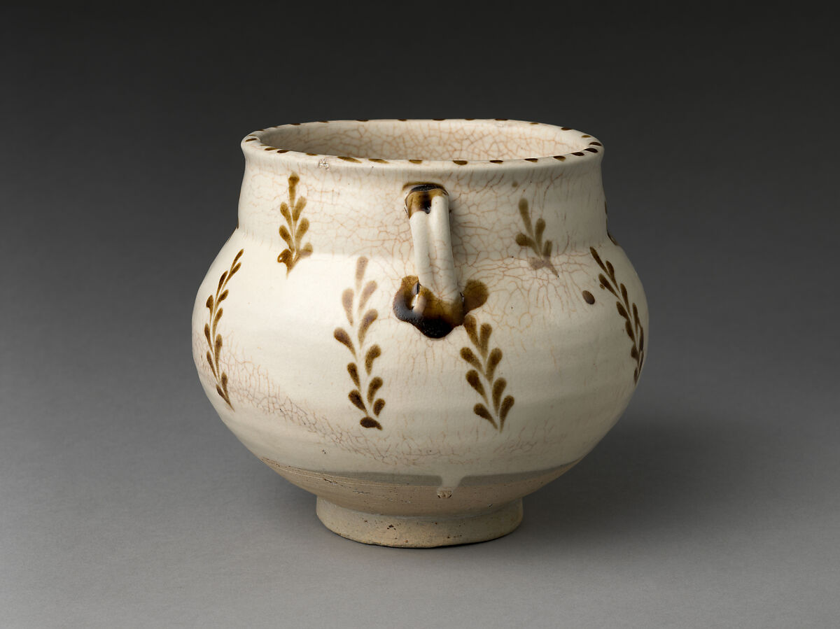 Jar with Leaf Decoration, Stoneware painted in brown on white slip under transparent glaze (Cizhou ware), China