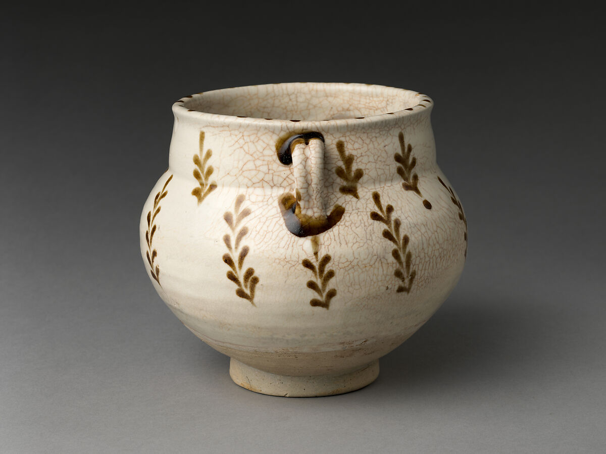 Jar with Leaf Decoration, Stoneware painted in brown on white slip under transparent glaze (Cizhou ware), China