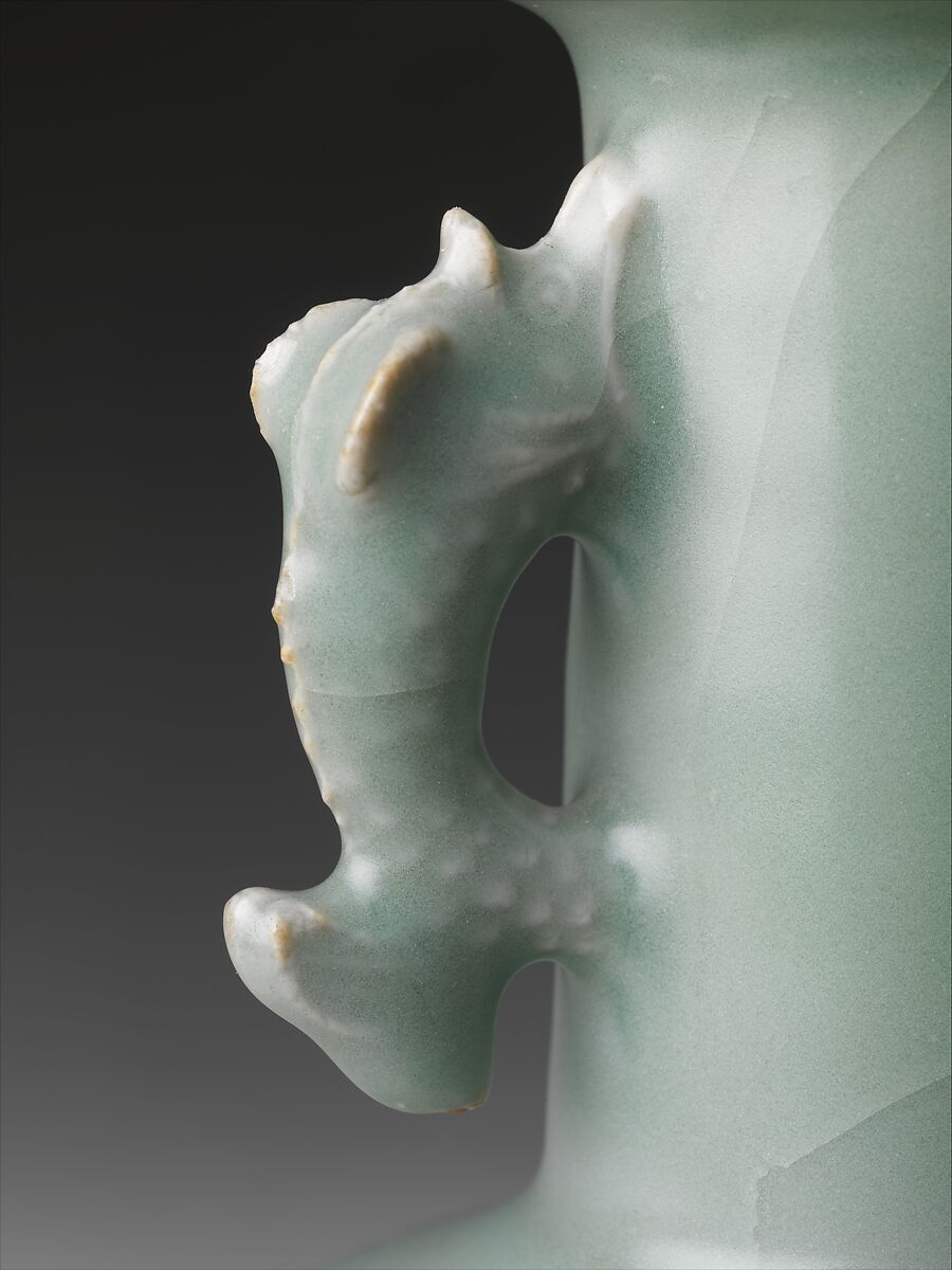Vase with dragonfish handles, Porcelain with relief decoration under celadon glaze (Longquan ware), China