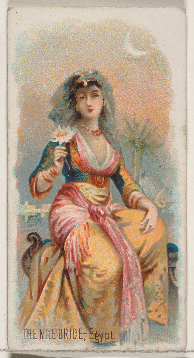 The Nile Bride, Egypt, from the Holidays series (N80) for Duke brand cigarettes, Issued by W. Duke, Sons &amp; Co. (New York and Durham, N.C.), Commercial color lithograph 