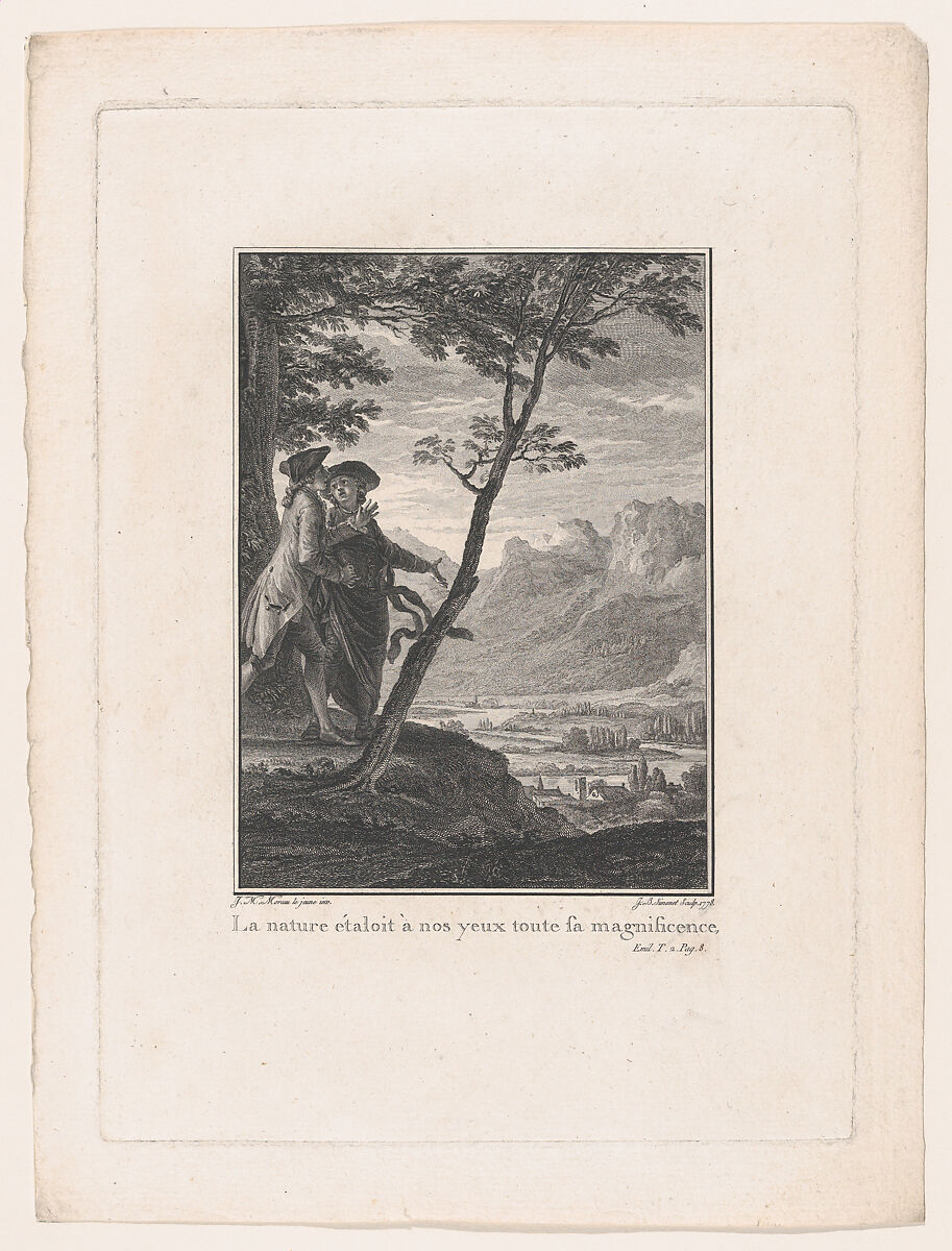 Vignette on page 8 of Volume IV, from the 1774 Edition of Emile ou de l'Education par J.-J. Rousseau Citoyen de Genèvre, part of Collection Complette des oeuvres de J. J. Rousseau, Londres. 1774., Jean-Baptiste-Blaise Simonet (French, Paris 1742–after 1813), Etching and engraving; second state of three (Bocher) 