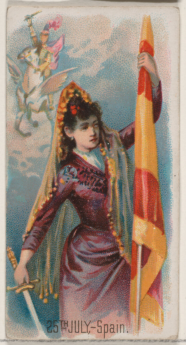 25th of July, Spain, from the Holidays series (N80) for Duke brand cigarettes, Issued by W. Duke, Sons &amp; Co. (New York and Durham, N.C.), Commercial color lithograph 