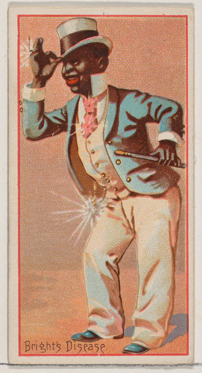 Caricatured figure / Bright's Disease, from the Jokes series (N87) for Duke brand cigarettes, Issued by W. Duke, Sons &amp; Co. (New York and Durham, N.C.), Commercial color lithograph 