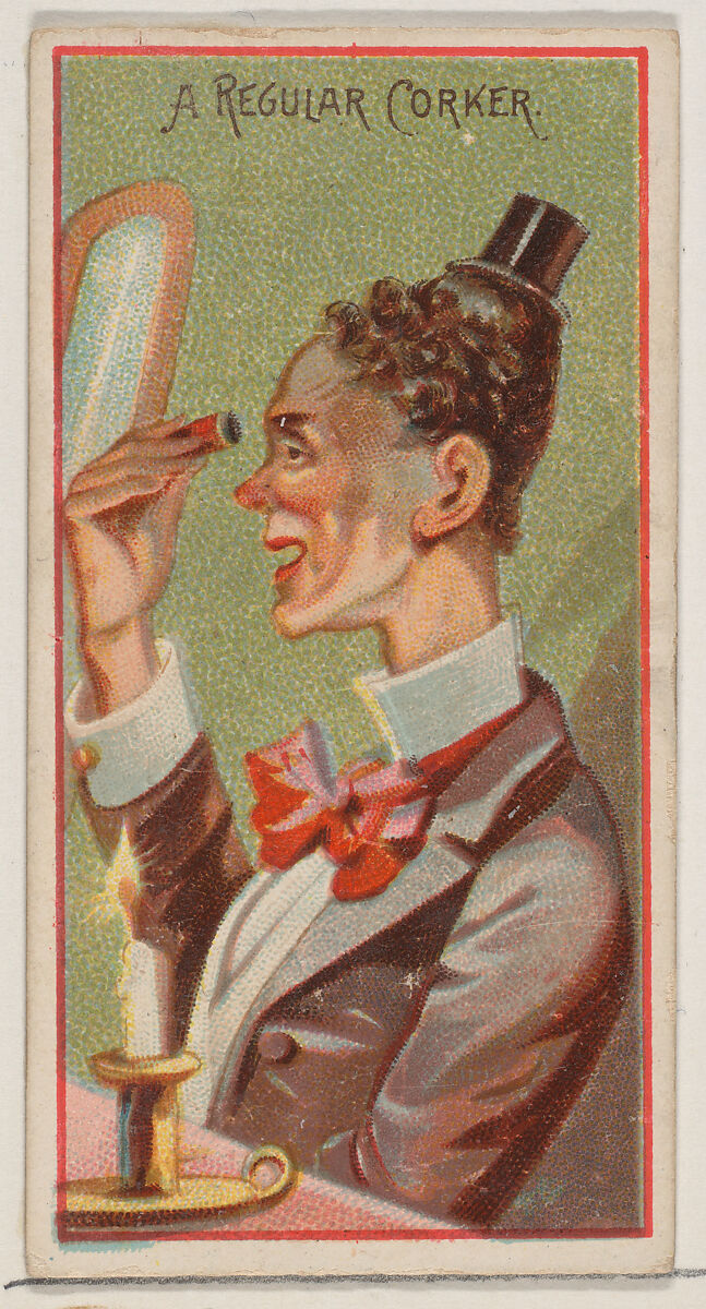 Caricatured figure / A Regular Corker, from the Jokes series (N87) for Duke brand cigarettes, Issued by W. Duke, Sons &amp; Co. (New York and Durham, N.C.), Commercial color lithograph 
